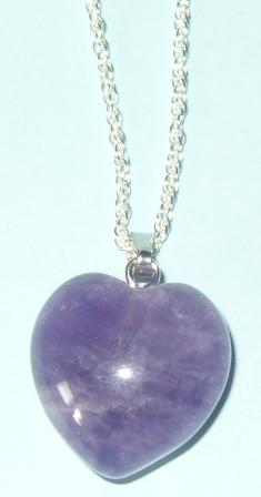 Amethyst Puffy Heart Pendant Sterling Silver chain