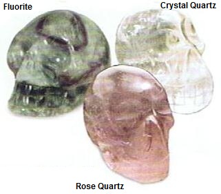 Crystal Skulls, Fluorite, Crystal Quartz, Rose Quartz