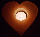 Himalayan Crystal Salt Tea Light Candle Holder Heart shape smooth height 2 1/2"