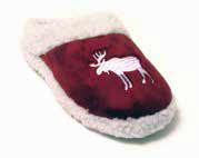 Embroidered Moose Slippers Red